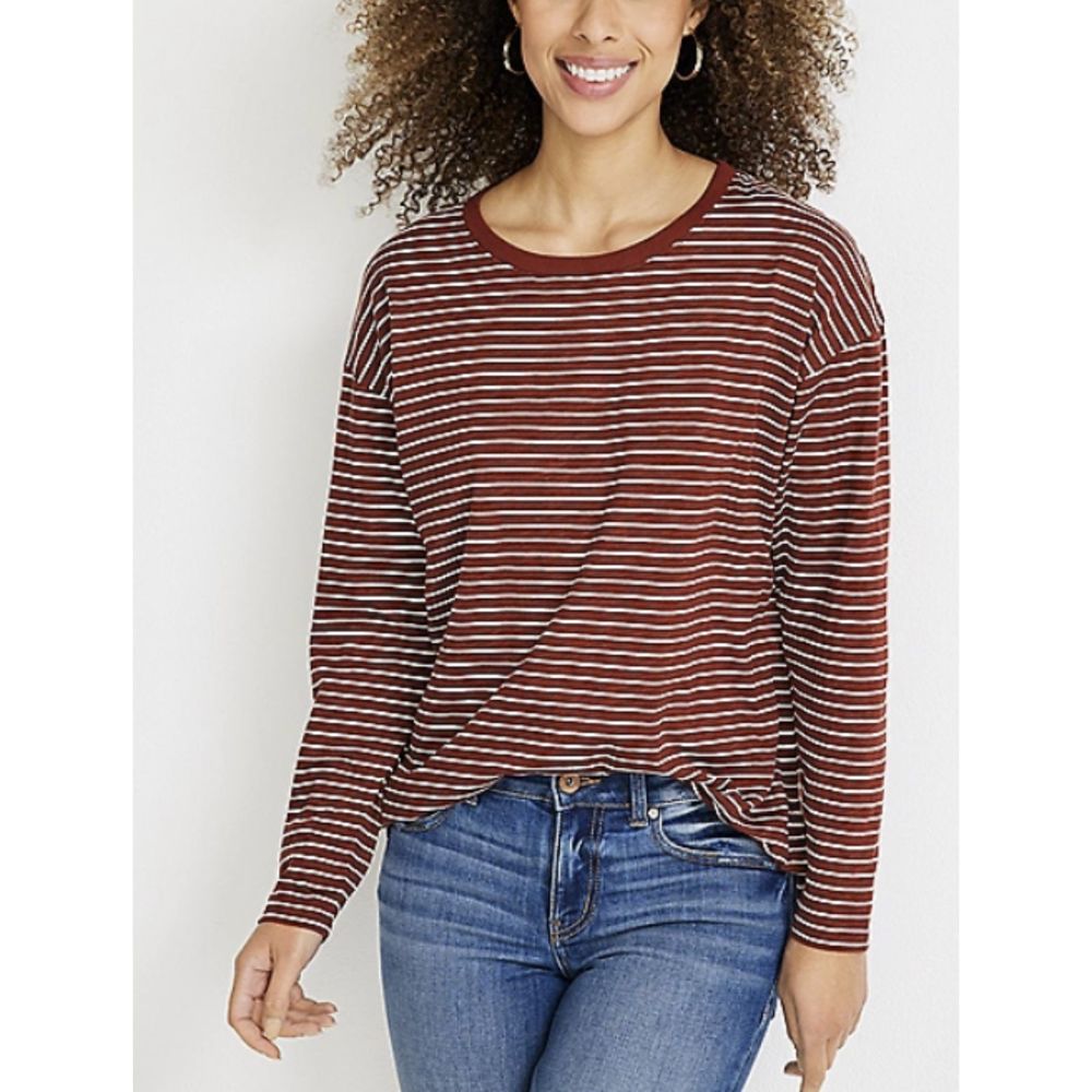 Maurices 24/7 Crosby Striped Drop Shoulder Tee 4x